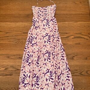 Lusana Floral Halter Maxi Dress